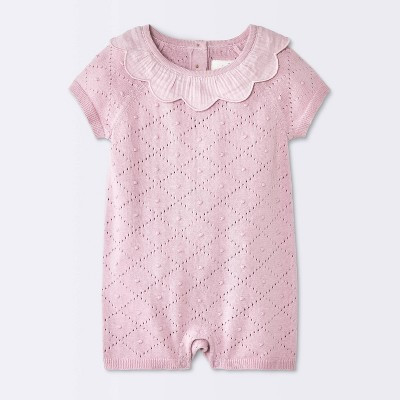 Baby Girls' Pointelle Sweater Romper - Cloud Island™ Purple Newborn | Target