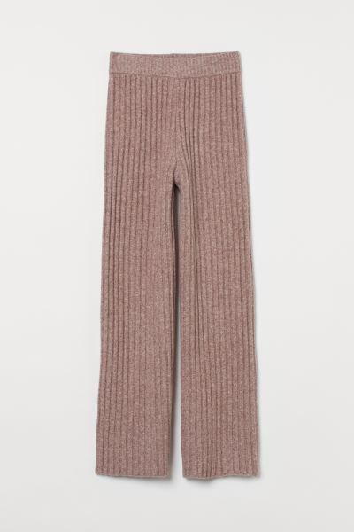 MAMA Rib-knit Wool-blend Pants | H&M (US + CA)