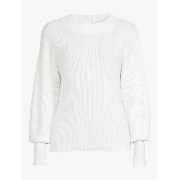 Scoop Women's Puff Sleeve Sweater - Walmart.com | Walmart (US)