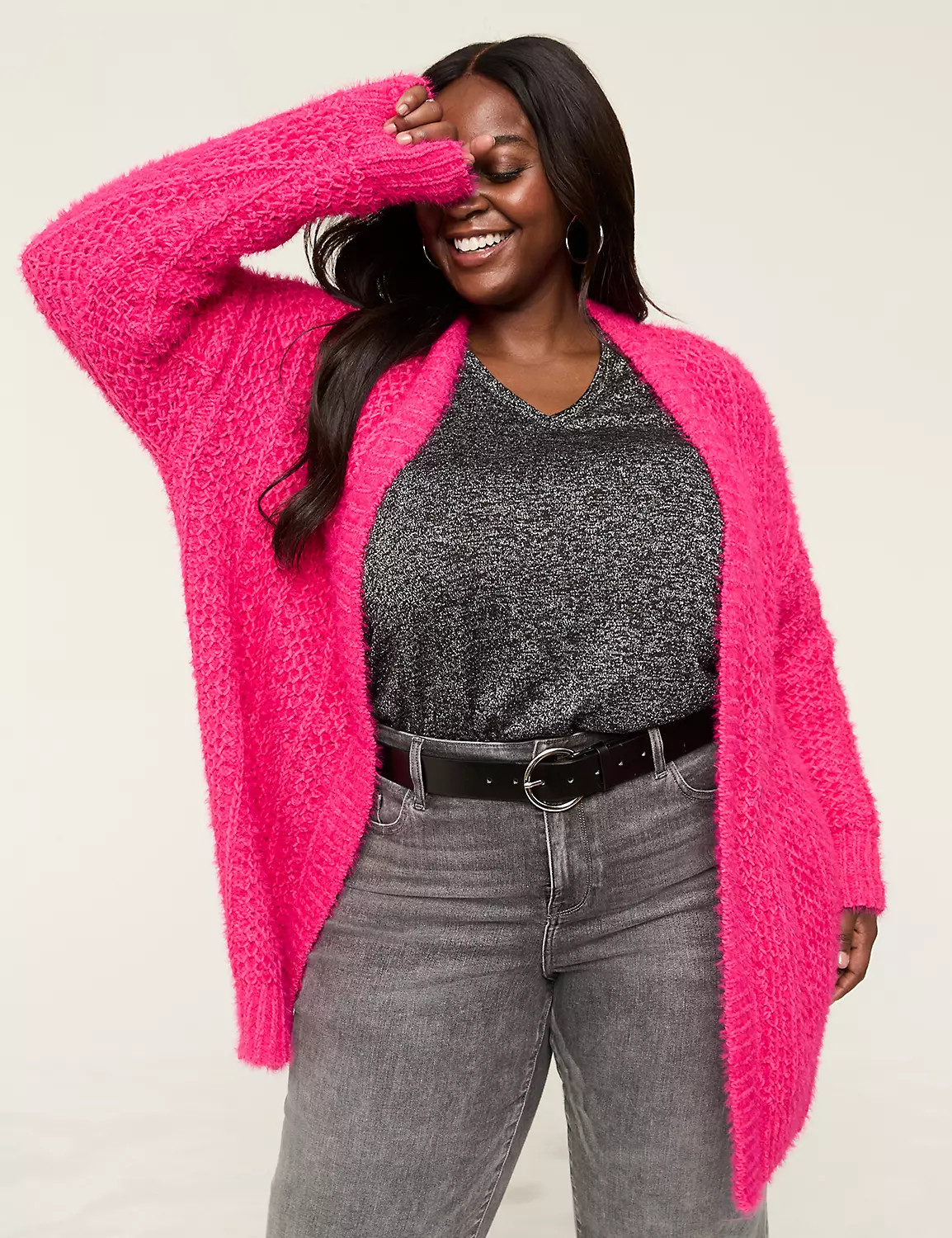 Open-Front Textured Stitch Cardigan | Lane Bryant (US)