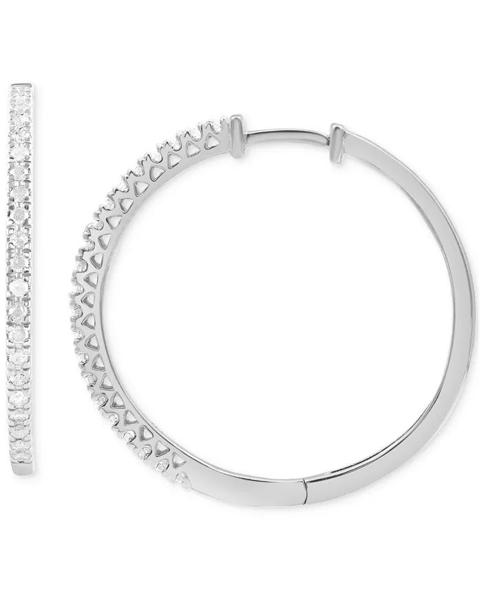 Diamond Small Hoop Earrings (1/4 ct. t.w.) in Sterling Silver | Macy's Canada