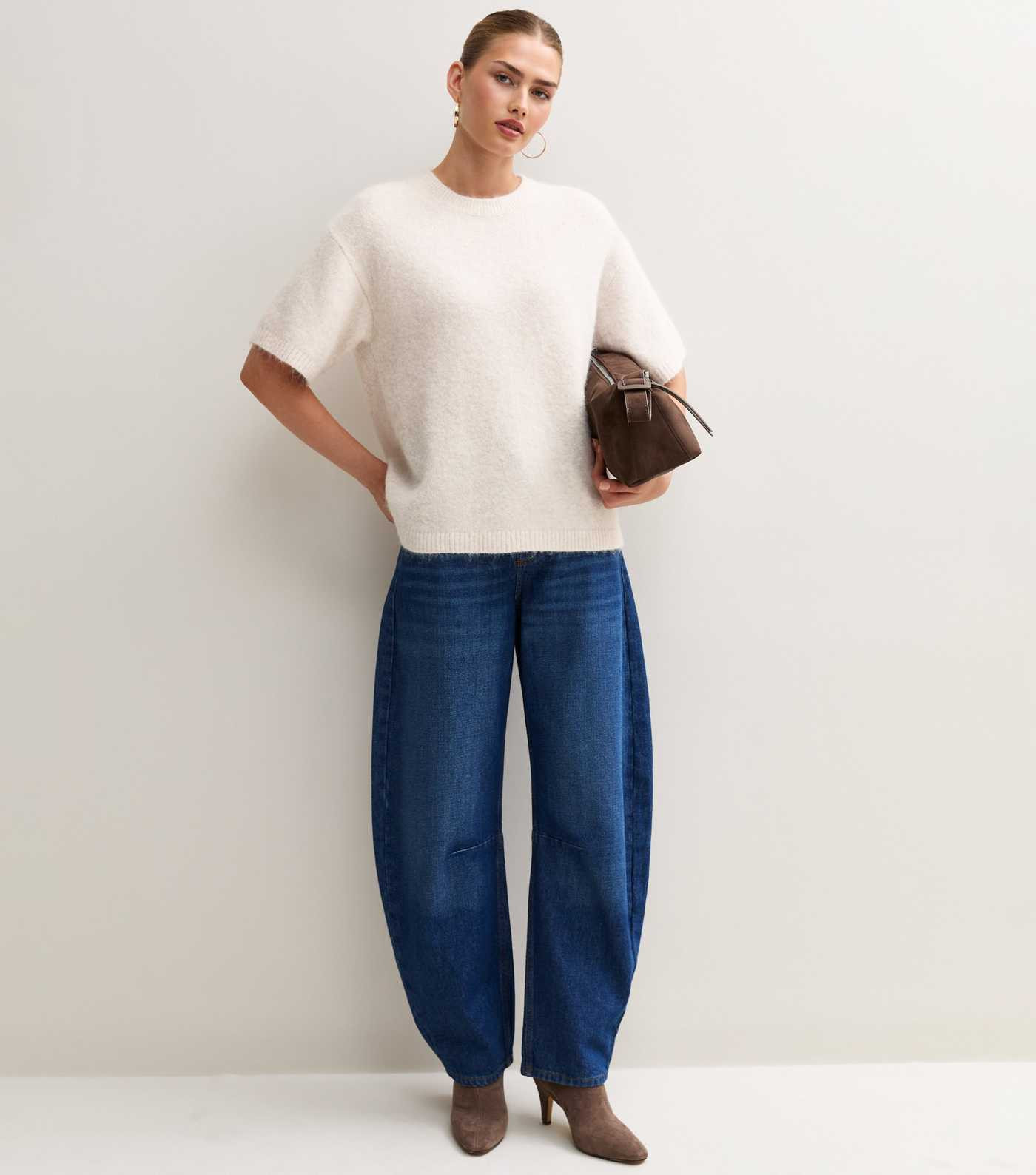 Cream Knitted Oversized Short Sleeve Top | New Look | New Look (UK)