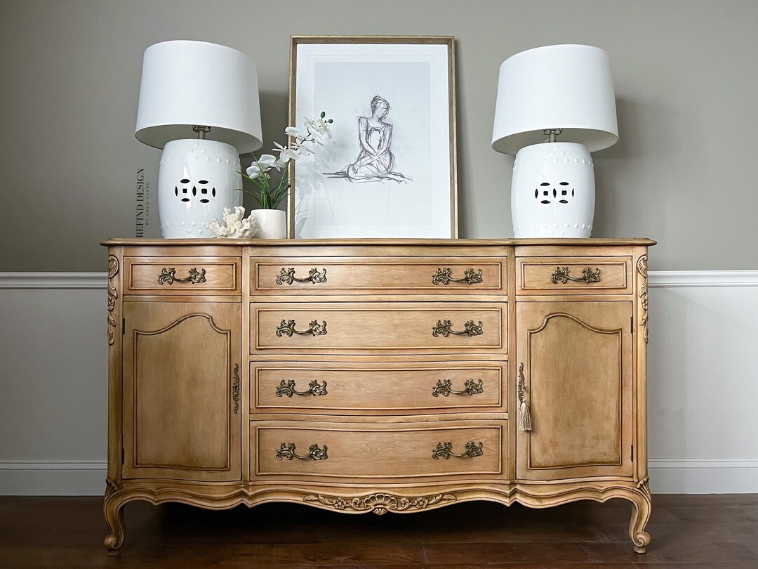 Antique French Provincial Buffet, Bleached Wood Sideboard, Transitional Credenza | Etsy (US)