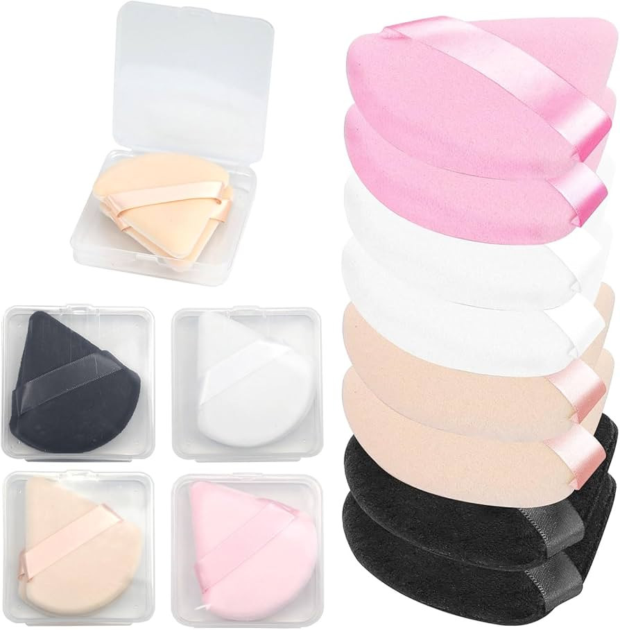 LunarCharm 8-piece triangular powder puff set with 4 travel cases, make up puff set, powder puffs... | Amazon (UK)