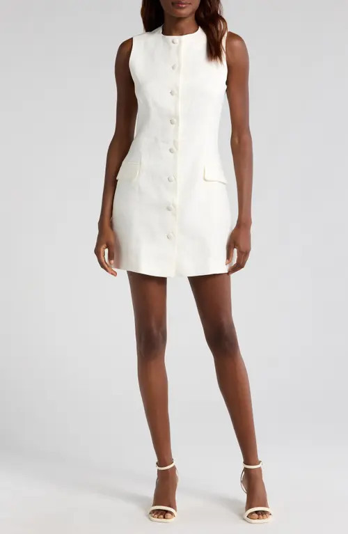 Faithfull the Brand Jane Linen Minidress in White at Nordstrom, Size Xx-Large | Nordstrom
