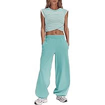 Panadila Womens Striped Lounge Sets 2 Piece Outfits Cropped T Shirts Wide Leg Pants Set Summer Sw... | Amazon (US)