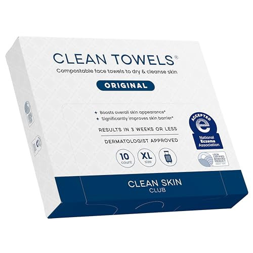Clean Skin Club Clean Towels XL®, Travel Pack 100% USDA Biobased Disposable Face Towel, Eczema Association Accepted,Dry Wipes, TSA-Approved Travel Essential, 1 Pack, 10 ct Total | Amazon (US)