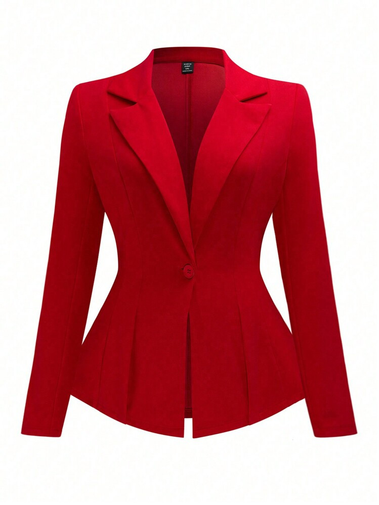 EMERY ROSE Plus Size Elegant Solid Color Fitted Blazer For New Year Clothes Graduation,Back To School,Teacher Outfits For Women Fall Cloth For Women Autumn | SHEIN