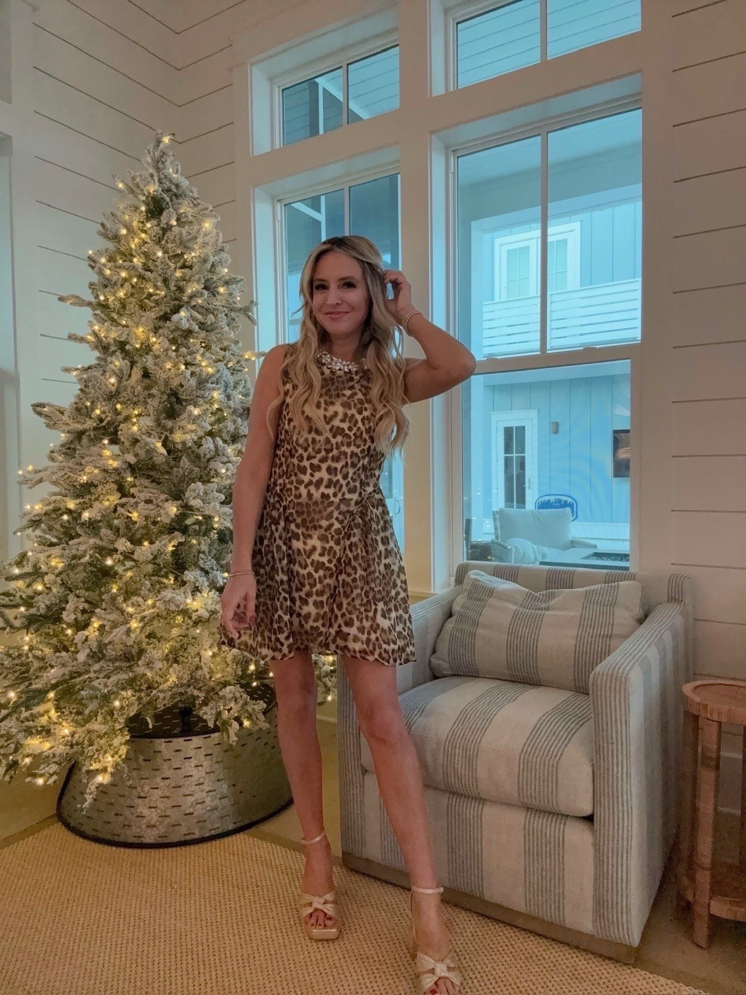 Loving this leopard dress for the holidays! Wearing XS. On sale and a cute NYE option.

#LTKFindsUnder100 #LTKootd #LTKHoliday