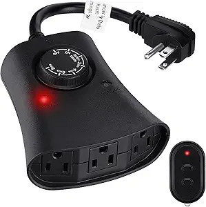 Lights Timer Outdoor, Waterproof Plug Timer Switch with Remote, Dusk to Dawn Timer with 3 Outlets... | Amazon (US)