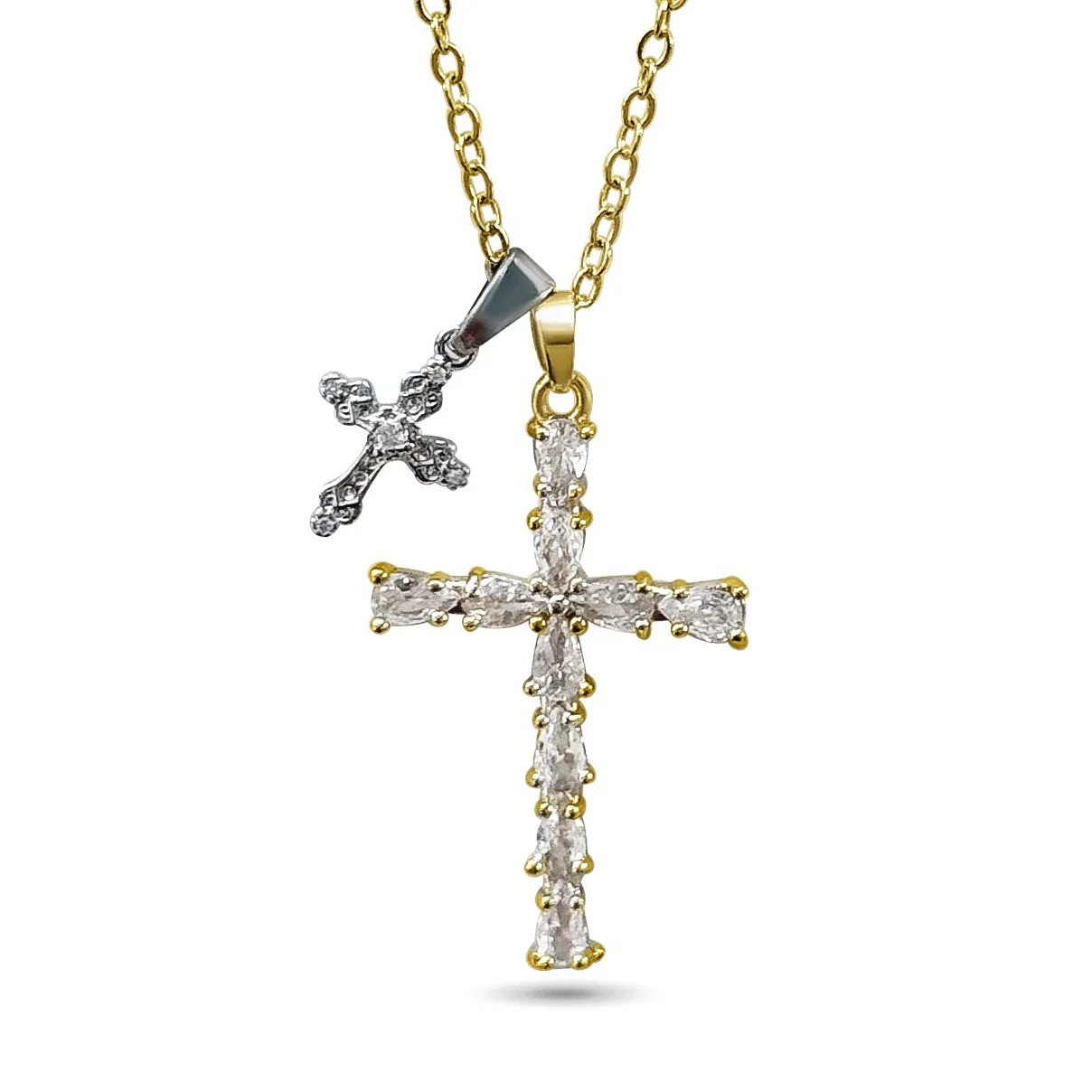 Two Tone Cross Necklace - Gold Filled | YUMIYU
