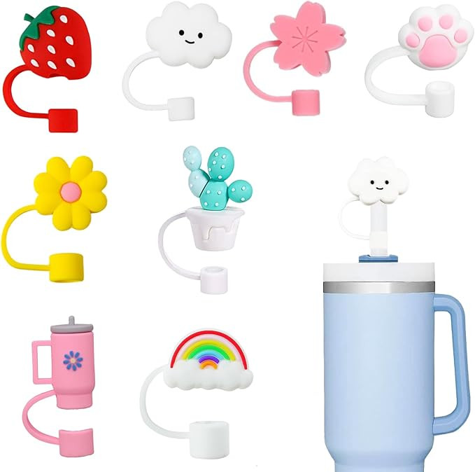 10mm Straw Cover,8pcs Straw Covers Cap for Stanley Cup 40 oz 30,Silicone Straw Topper Straw Tips ... | Amazon (US)