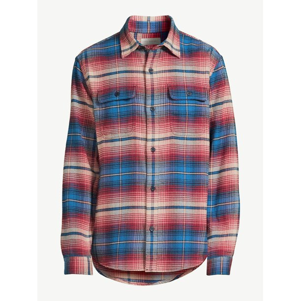 Free Assembly Men's Two-Pocket Flannel Shirt - Walmart.com | Walmart (US)