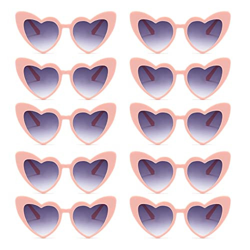 AEAHALY Pink Heart Sunglasses for Women and Men Valentine's Day Gifts, UV 400 Protection Heart Shaped Sunglasses Bulk for Women and Kids Party Favor Glasses | Amazon (US)