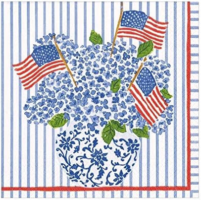 Caspari American Flags and Hydrangeas Paper Luncheon Napkins, 20 Per Package | Amazon (US)