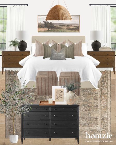Beautiful bedroom design. Love the bold pops of black with the dresser and lamps on the nightstand. This light fixture is so cool too!

#LTKfamily #LTKhome #LTKunder100
