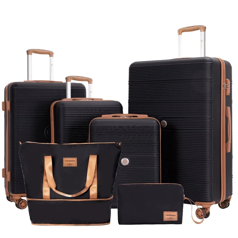 Travelhouse 6 Piece Hardshell Luggage Set Lightweight Suitcase with TSA Lock and Spinner Wheels a... | Walmart (US)
