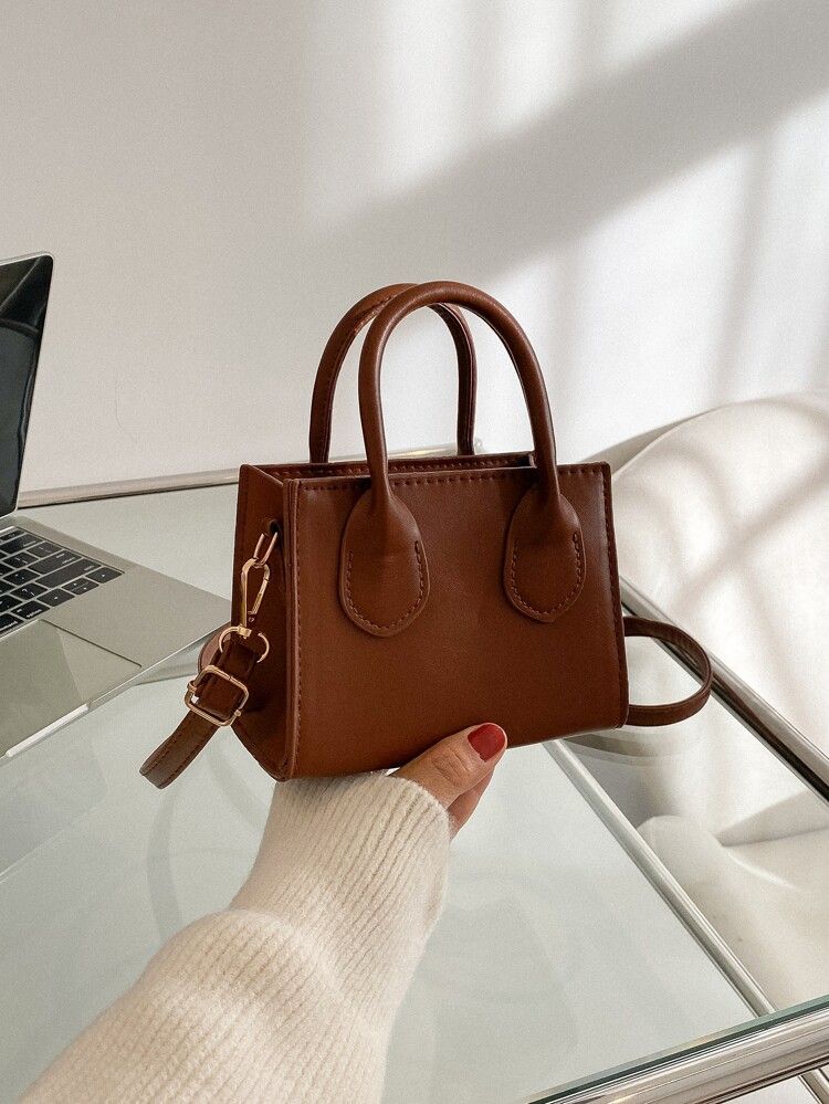 Mini Double Handle Square Bag | SHEIN