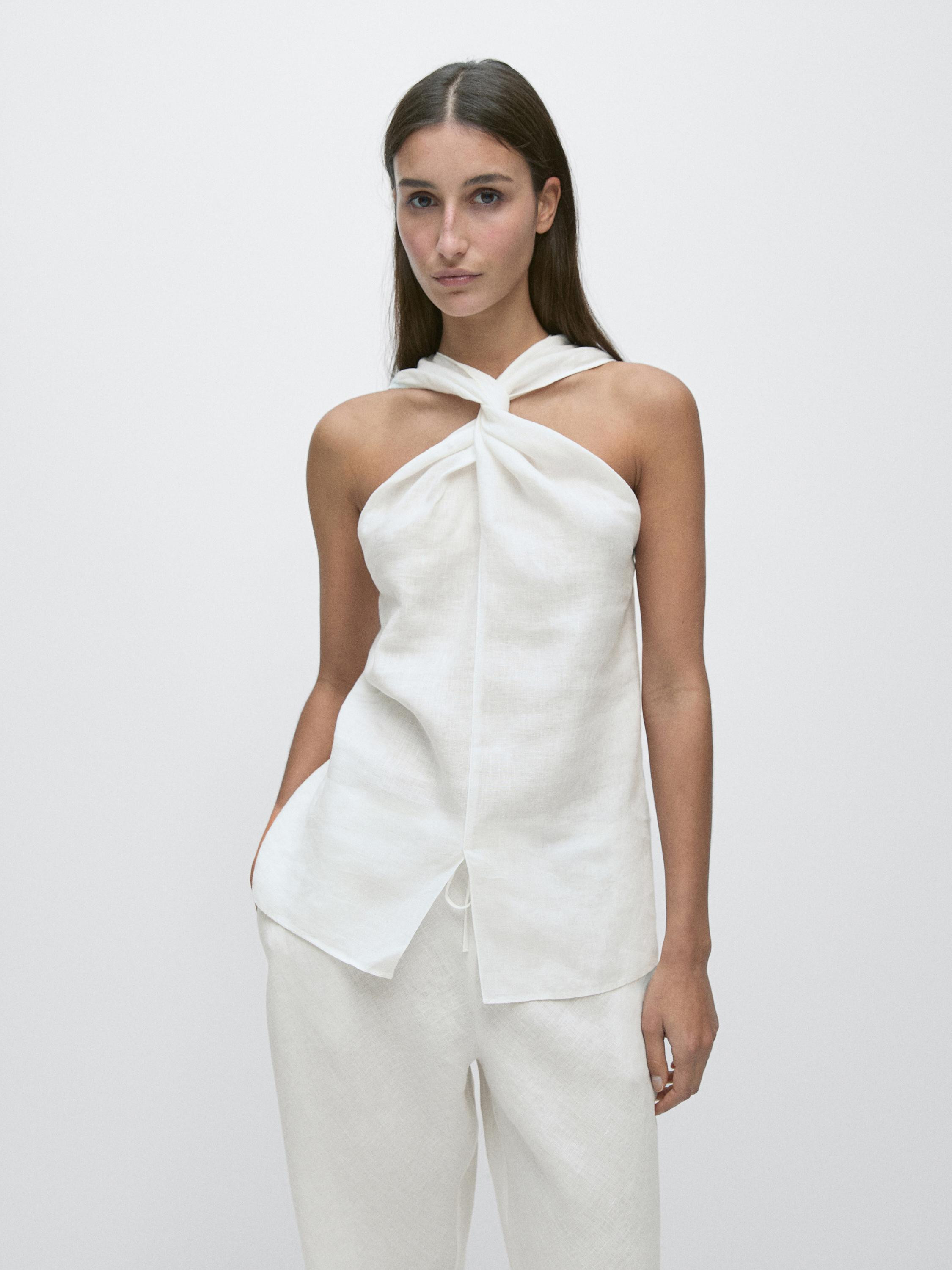 100% linen crossover top | Zara US