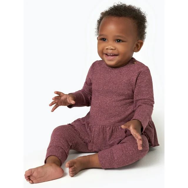 Modern Moments by Gerber Baby Girl Peplum Top and Legging Hacci Set, 2-Piece, Sizes 0/3 Months - ... | Walmart (US)