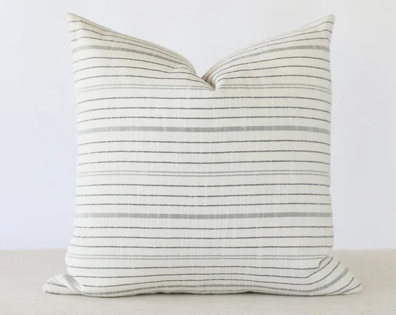 Black and Cream Stripe Pillow Cover Striped Farmhouse Pillow | Etsy | Etsy (US)