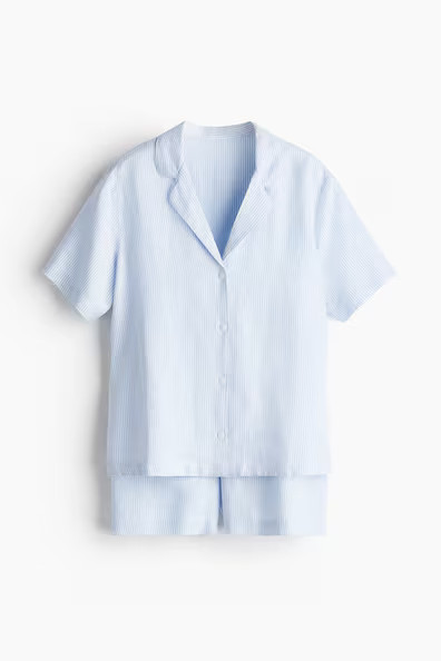 H & M - Linen-Blend Pajamas - Blue | H&M (US + CA)