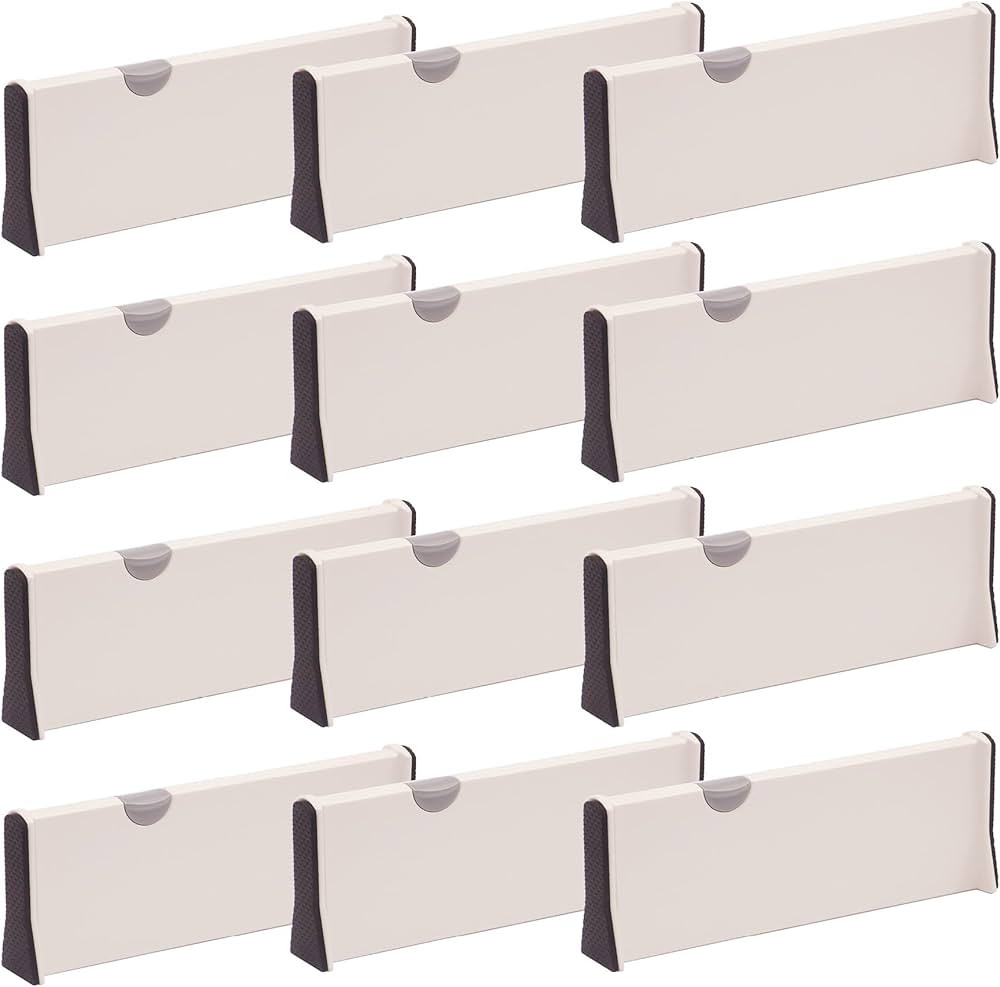 12 Pack Adjustable Dresser Drawer Dividers Organizers, Plastic Expandable Drawer Organization Sep... | Amazon (US)