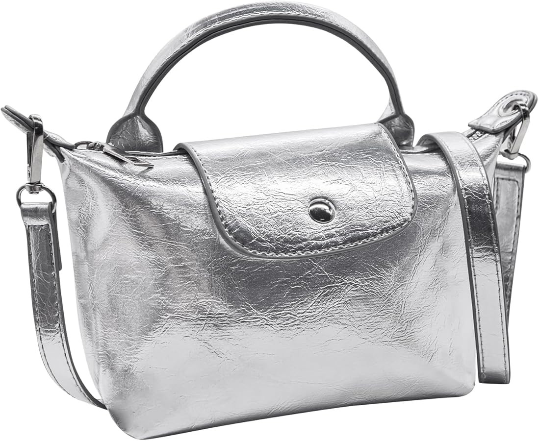 Long Keeper Small Crossbody Bag for Women Metallic PU Leather Shoulder Bag Mini Tote Handbags Zip... | Amazon (US)