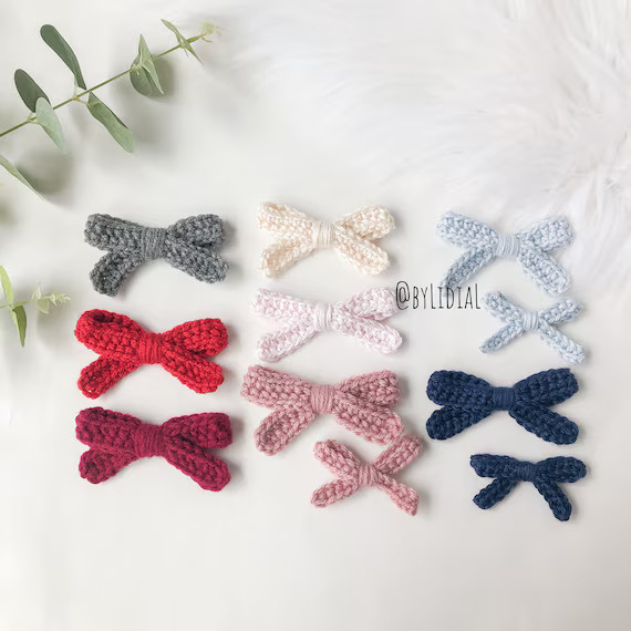 Crochet Bow Hair Clip Headbands Baby Shower Gift Handmade | Etsy (US)