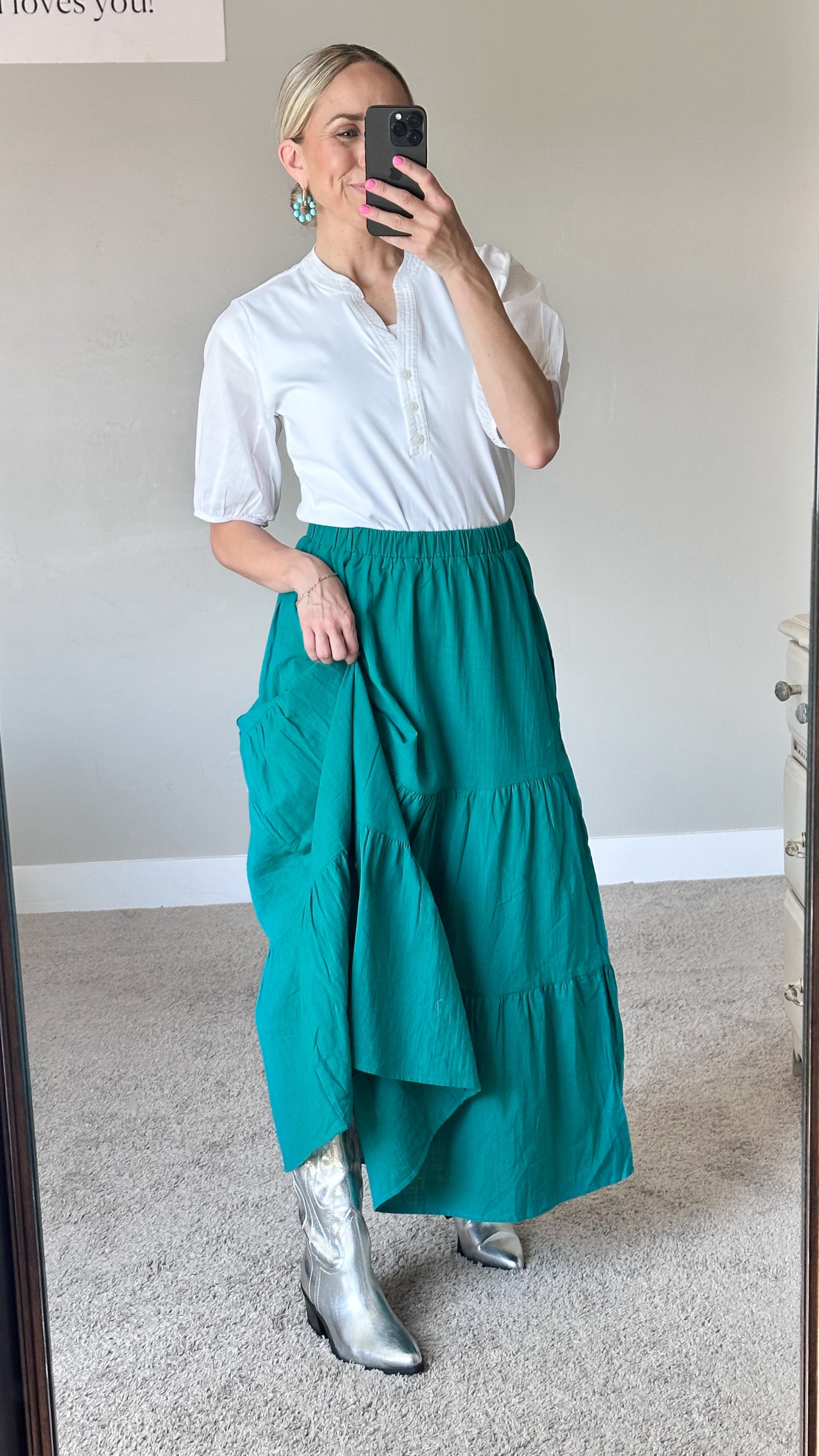 The cutest silver cowboy boots from WALMART.  Order true to size or 1/2 a size up if in between sizes.

#LTKStyleTip #LTKFindsUnder50