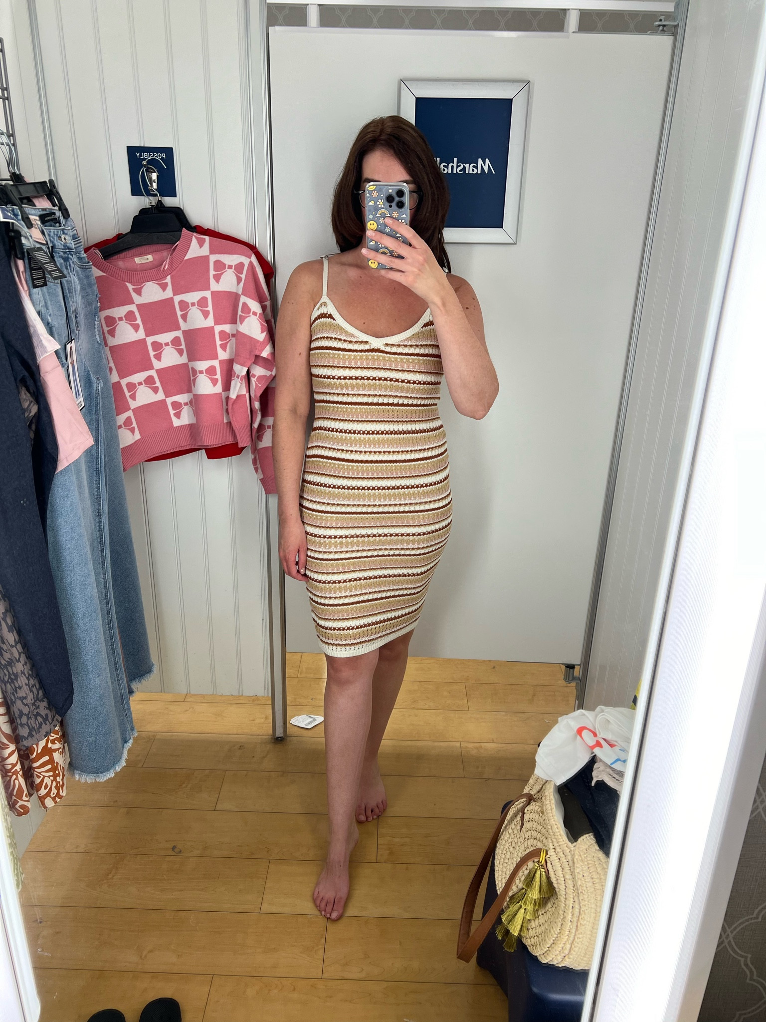 Crochet striped V-neck spaghetti strap dress (size small). #dress #dresses #summerdress #crochetdress #vneckdress #spaghettistrapdress 

#LTKFindsUnder100 #LTKSeasonal #LTKStyleTip