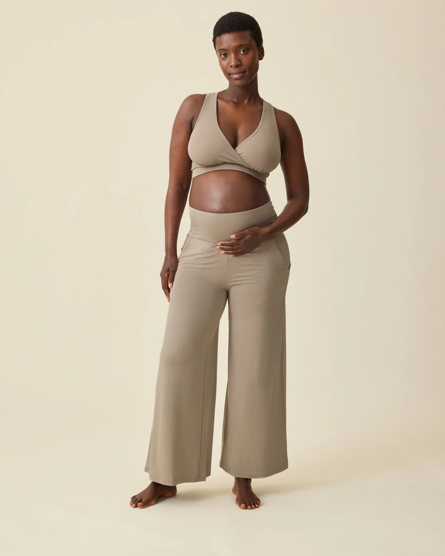 Bamboo Wide Leg Maternity & Postpartum Lounge Pant | Sandstone - Kindred Bravely | Kindred Bravely