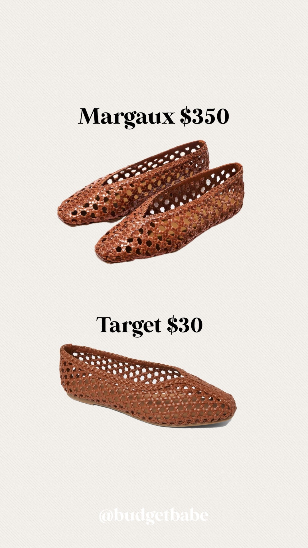 Woven flats look for less, I’m between a 9.5 and 10 in shoes and the 10 was too big in the Target flats and slipped off my heel so you may want to go down a half size. #targetstyle #lookforless save vs splurge