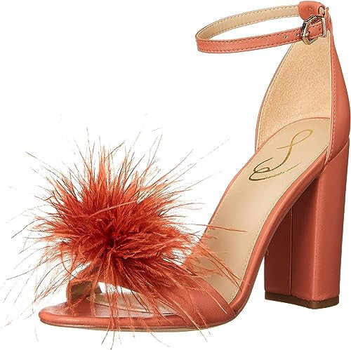 Sam Edelman Womens Yaro Feather Pink Heels Shoes - Rose Leather 7.5 Medium (B,M) | Amazon (US)