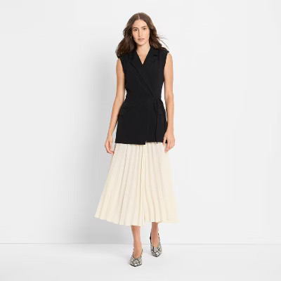 Women's Pleated Midi A-Line Dress - Future Collective Black | Target