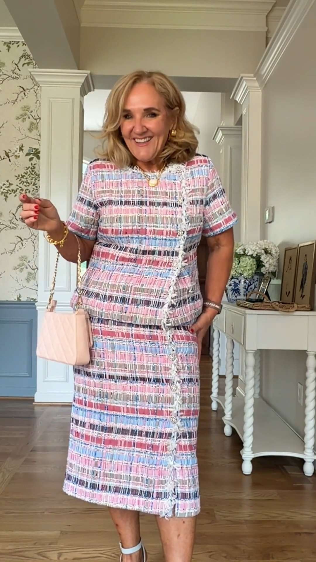 This pastel tweed skirt set is such a polished, ladylike look. The textured fabric, pearl-inspired details, and flattering fit make it perfect for luncheons, showers, church, and special events. If you’re between sizes or carry weight through the middle, consider sizing up in the skirt.

💡 LTK MADE EASY

❤️ Heart = Support my posts
🔖 Save = Get sale & restock alerts
📋 Lists = Keep favorites organized
📲 Share = Send to yourself for later
💬 Comment = Ask me anything 

 #LTKootd #LTKSeasonal #LTKOver40