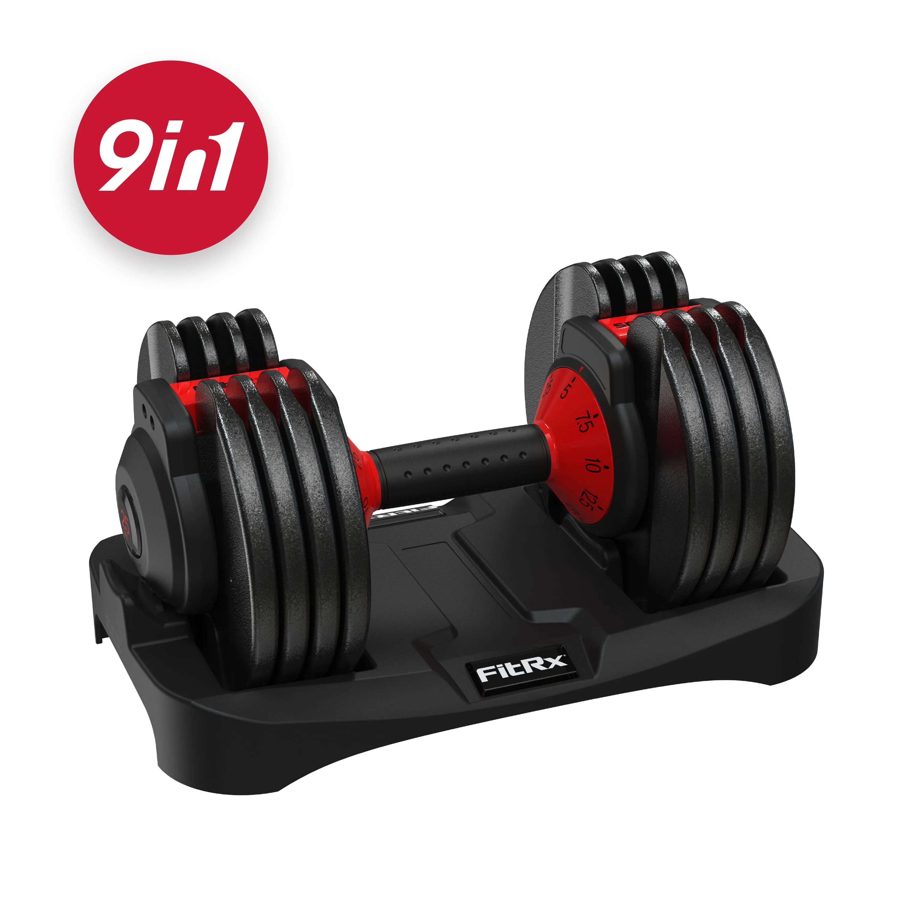 FitRx SmartBell, 25lbs. Quick-Select 9 in 1 Adjustable Dumbbell for Home Gym, 5-25lbs. Weight in ... | Walmart (US)