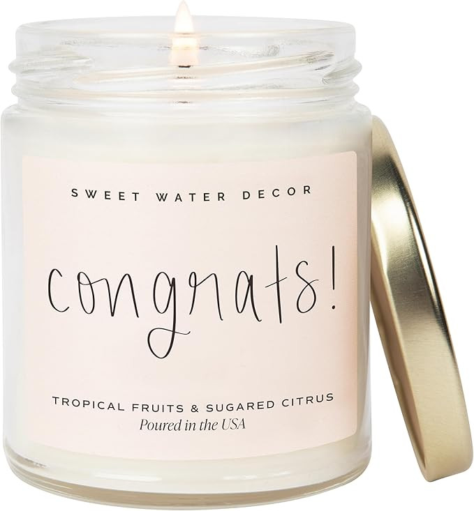 Sweet Water Decor, Congrats! Candle - New Job, Engagement, Graduation Gift - Tropical Fruits and ... | Amazon (US)