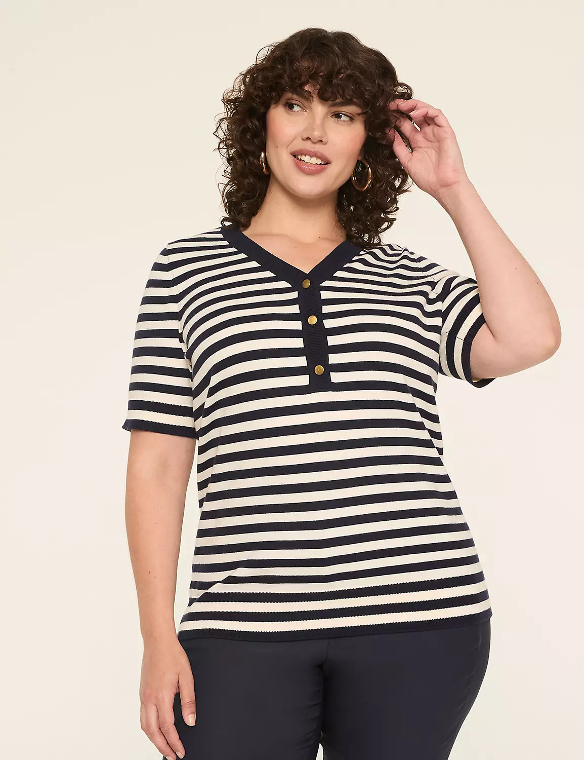 Perfect Sleeve Henley Sweater | LaneBryant Plus size fall fashion soft | Lane Bryant (US)