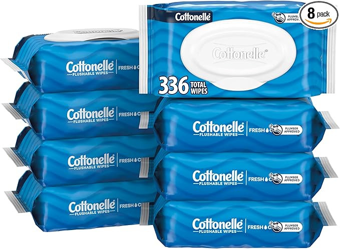 Cottonelle Fresh Feel Flushable Wet Wipes, Adult Wet Wipes, 8 Flip-Top Packs, 42 Wipes Per Pack (... | Amazon (US)