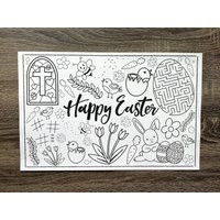 Easter Coloring Placemats - Kids Activity Table Decor Colorable Holiday | Etsy (US)