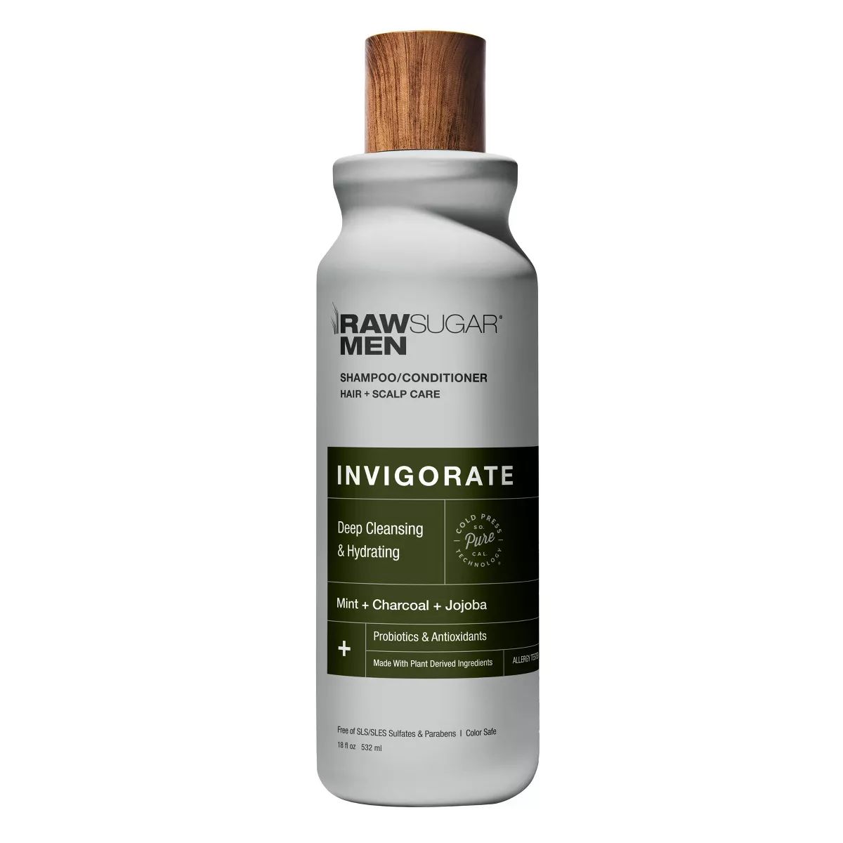 Raw Sugar Men's 2-in-1 Charcoal + Jojoba + Mint Invigorate Shampoo & Conditioner - 18 fl oz | Target