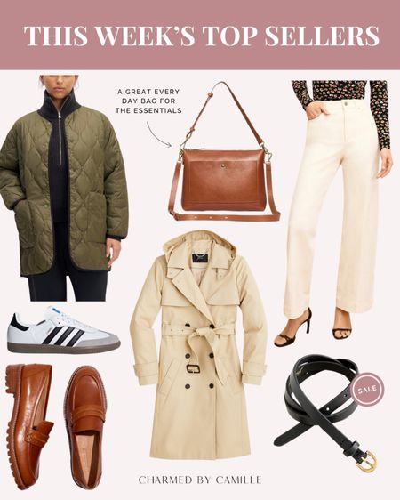 This week’s top sellers! Spring finds, accessories, and shoes.

Everlane quilted jacket - use code CHARMED20 for 20% off (new shoppers only!) and CHARMED10 for 10% off

M.M.LaFleur pants - use code CAMILLE20 for 20% off your first purchase

Sneakers / lug sole loafers / trench coat

#LTKSeasonal #LTKshoecrush