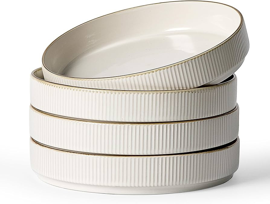 famiware Star 8.25" Pasta Bowls, Large Dinner Bowls Set of 4, Salad Bowl Plates, Shallow Bowls fo... | Amazon (US)