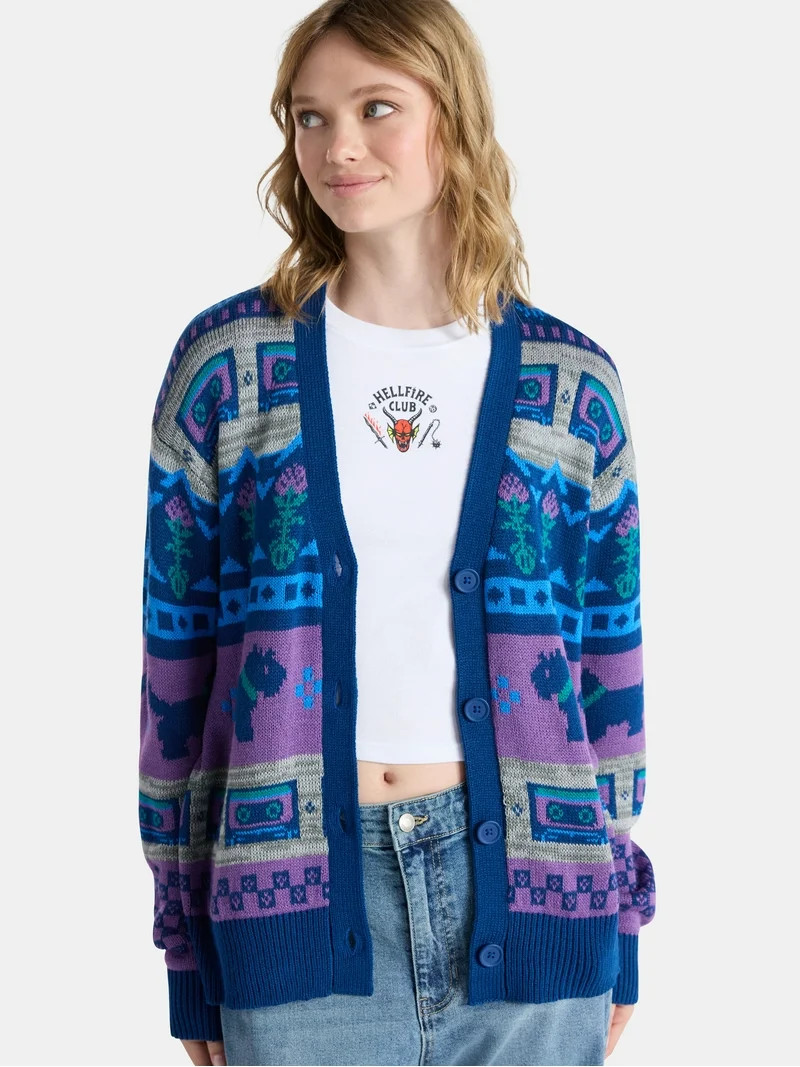 Netflix Stranger Things Slouchy Cardigan from No Boundaries, Women’s and Women’s Plus | Walmart (US)