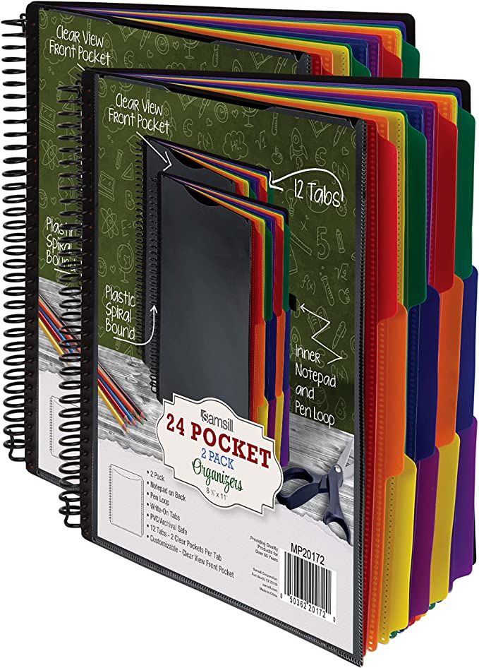 Samsill Deluxe 24 Pocket Spiral Project Organizer with 12 Dividers, Refillable Notepad, Customiza... | Amazon (US)