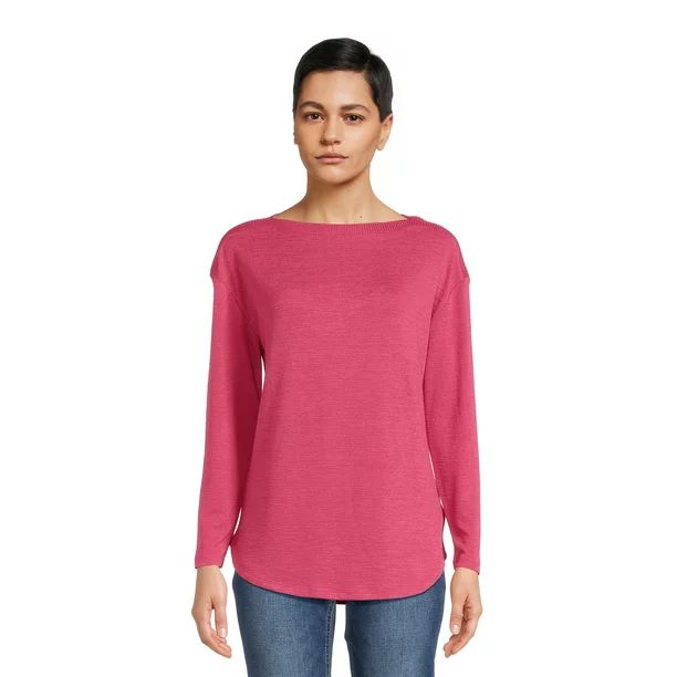Time and Tru Women's Long Sleeve Boat Neck Top, Sizes XS-XXXL | Walmart (US)