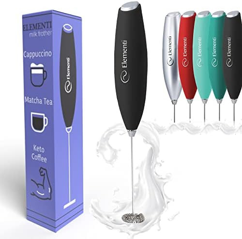 Elementi Milk Frother Handheld Matcha Whisk (Black), Electric Hand Coffee Mixer, Electric Coffee Sti | Amazon (US)