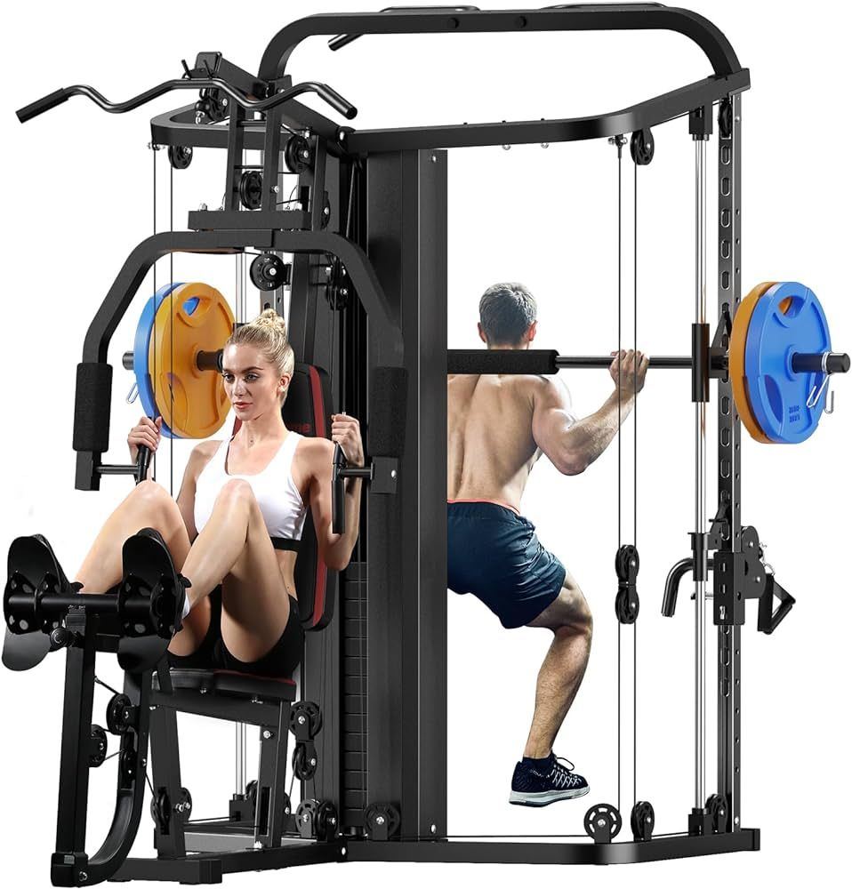 SunHome Multifunction Home Gym System with Cable Crossover System, Smith Machine with 138LB Weigh... | Amazon (US)