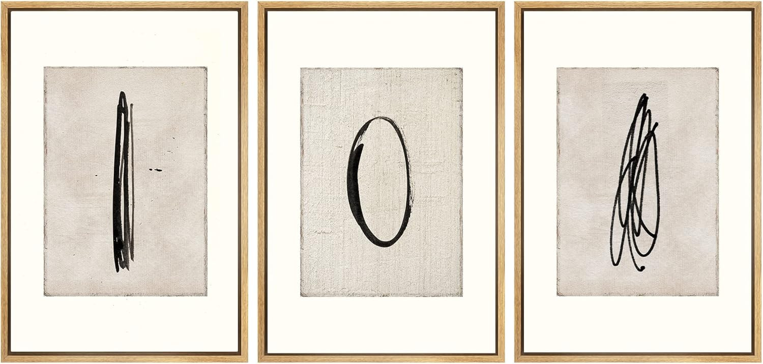 SIGNWIN Framed Canvas Print Wall Art Set Mid-Century Modern Paint Strokes Abstract Shapes Illustr... | Amazon (US)